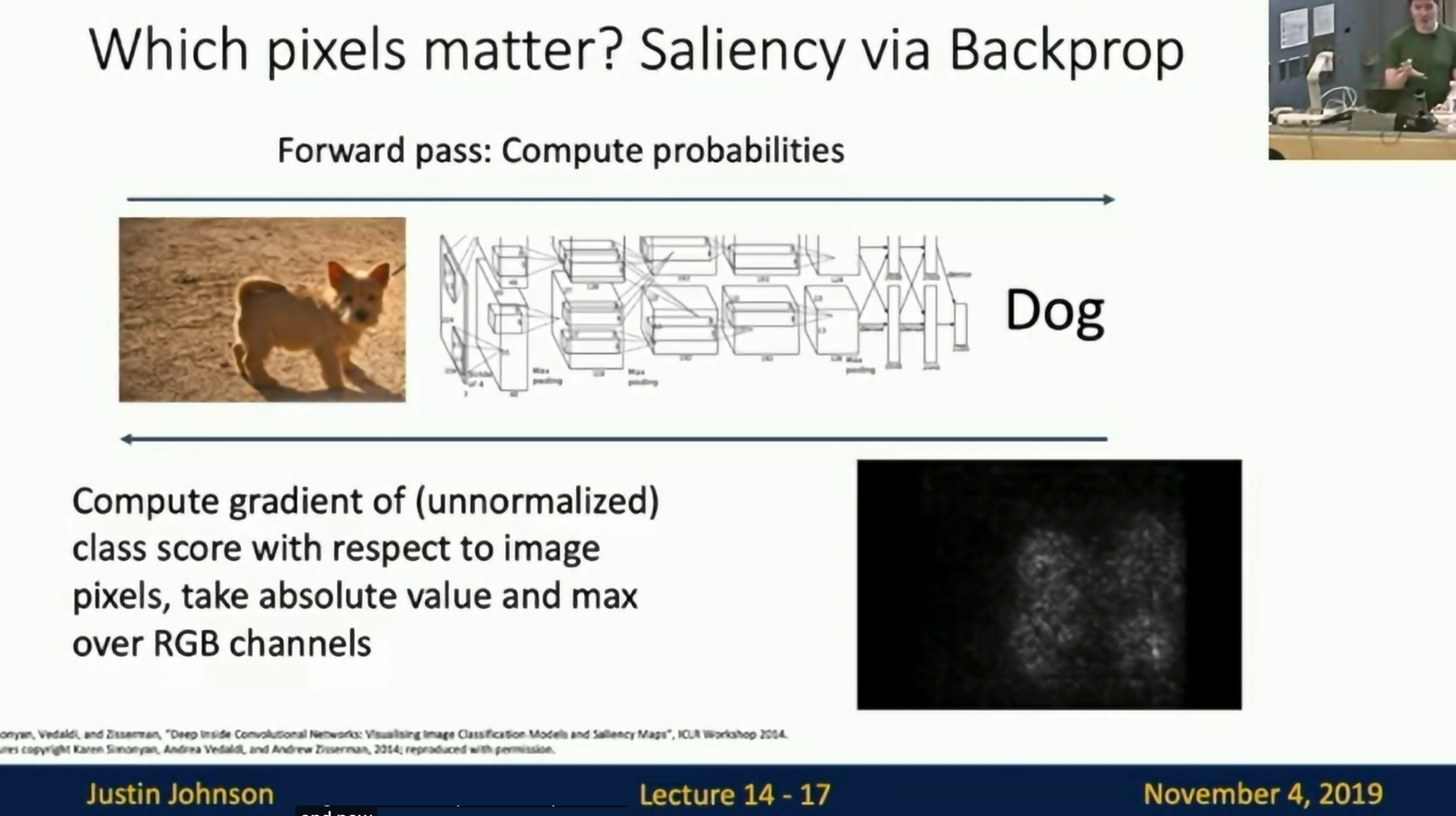 Saliency via backpropagation